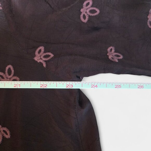 Johnny Was Crochet Eyelet Oversized Tunic Purple Feathers L Romantic Goth Boho - Picture 9 of 10